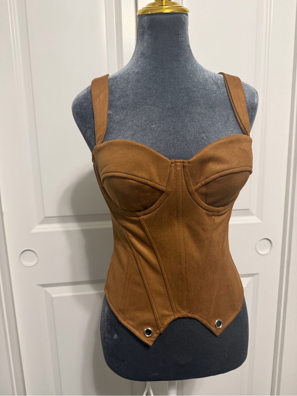 Women's Brown Structured Bustier Top